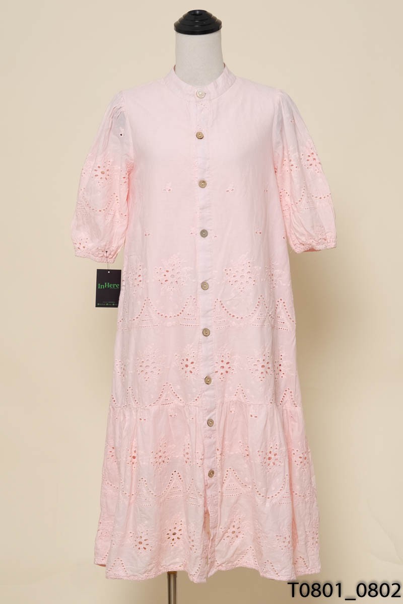 Đầm sơ mi hồng pastel