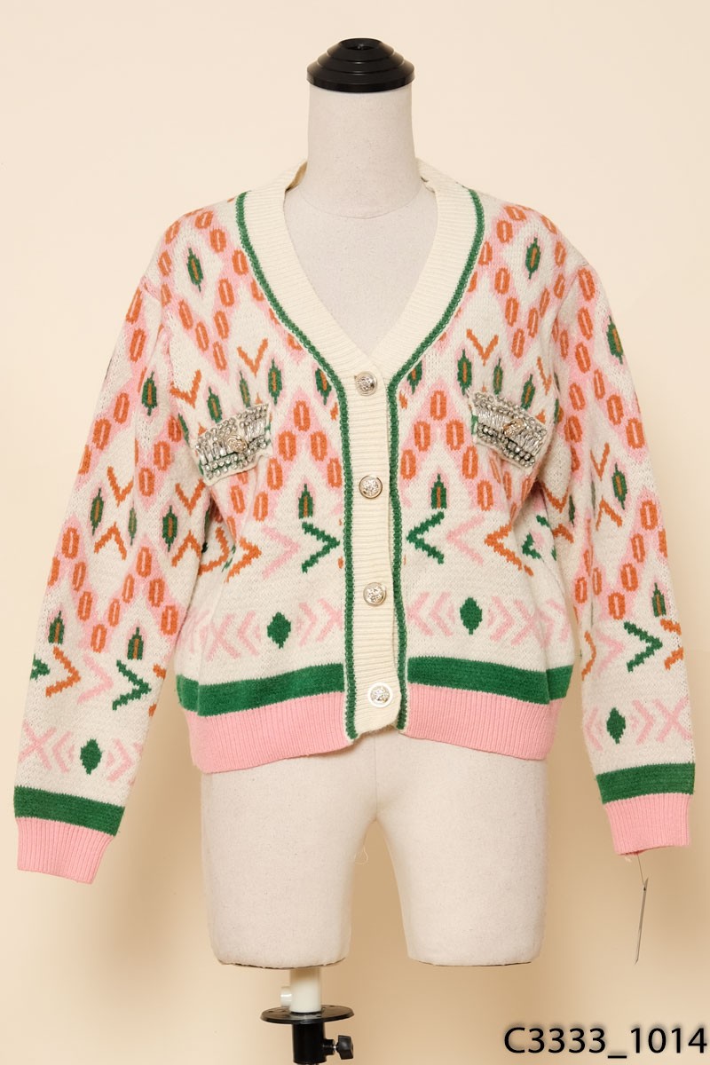 Áo cardigan trắng hồng