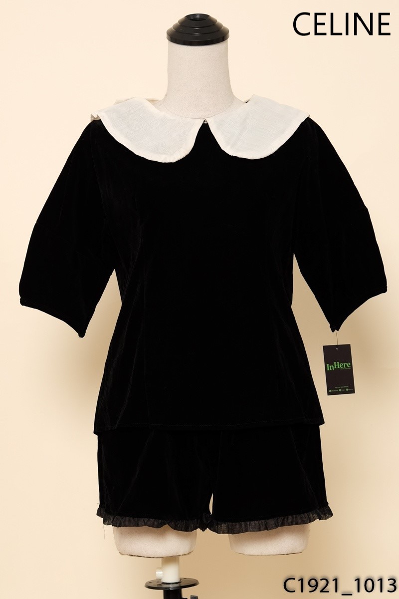 CELINE-Set nhung cổ be