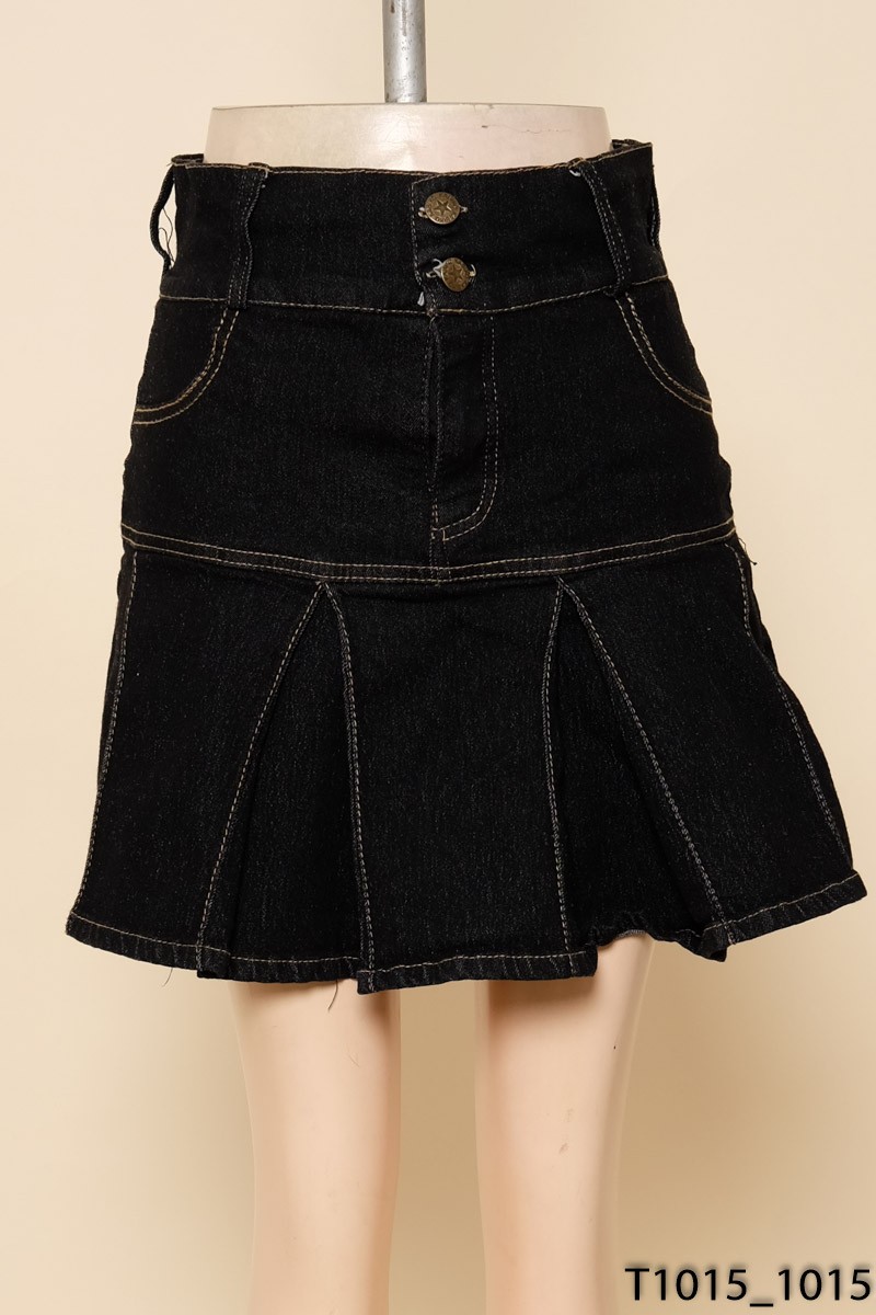 KABIKO-Chân váy jeans đen
