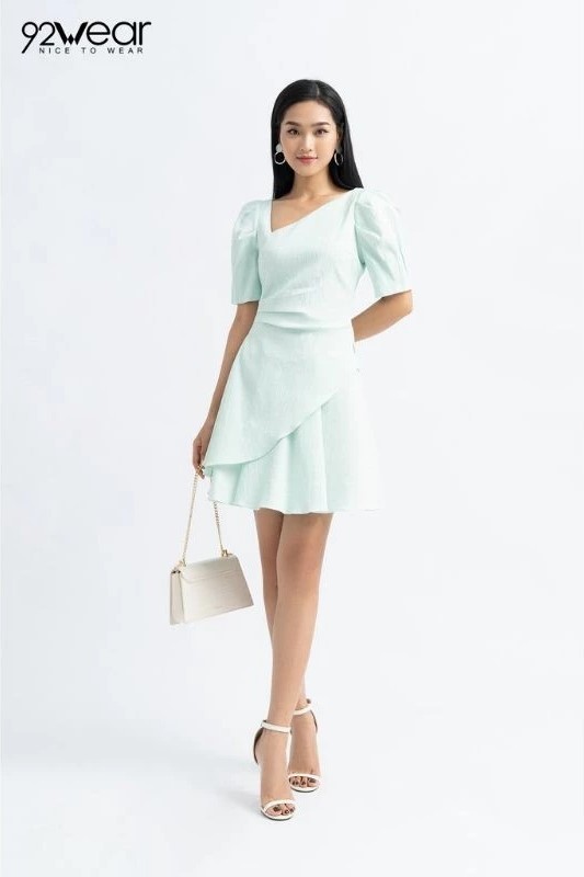 Đầm xanh xếp ly 92 Wear