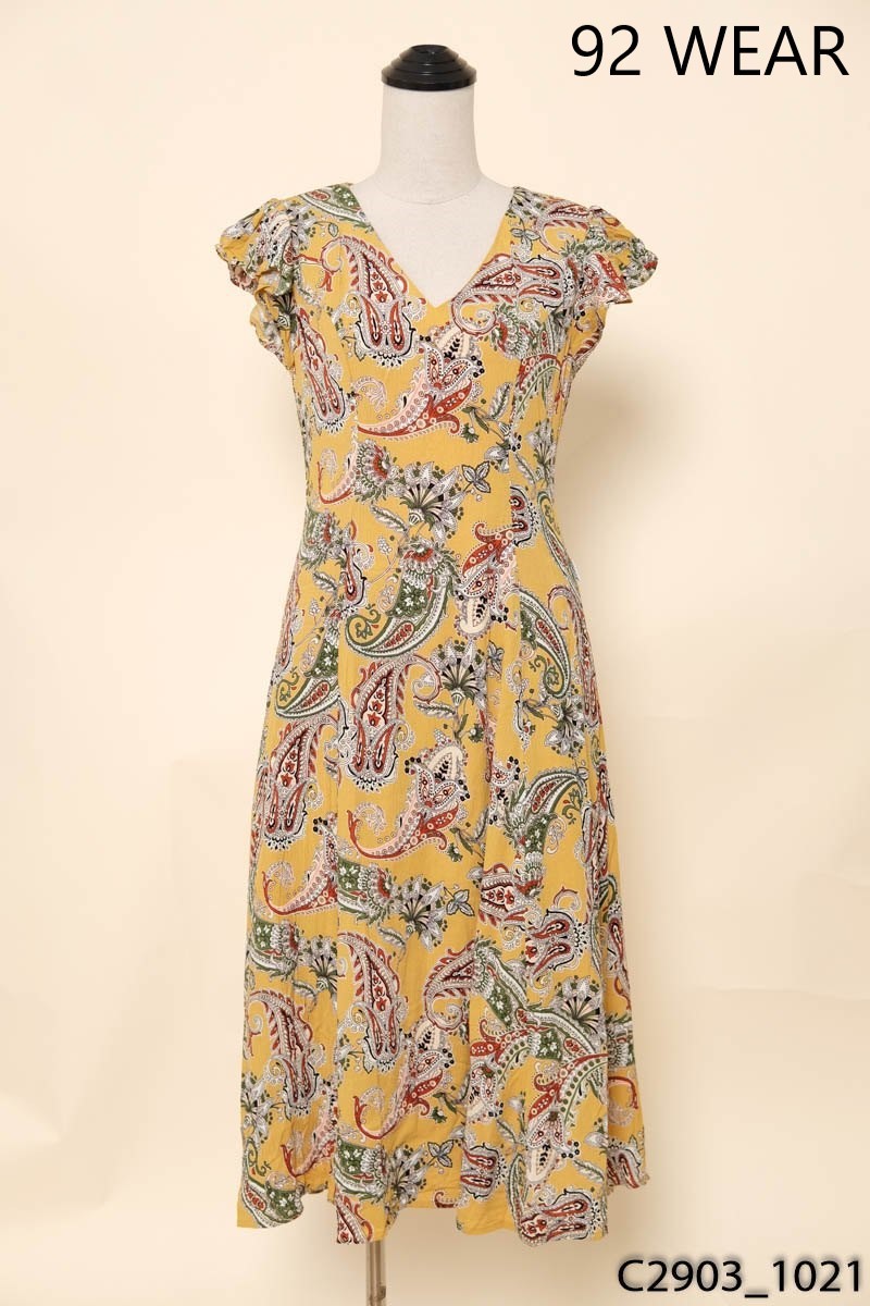 Đầm vàng họa tiết 92 Wear New Tags