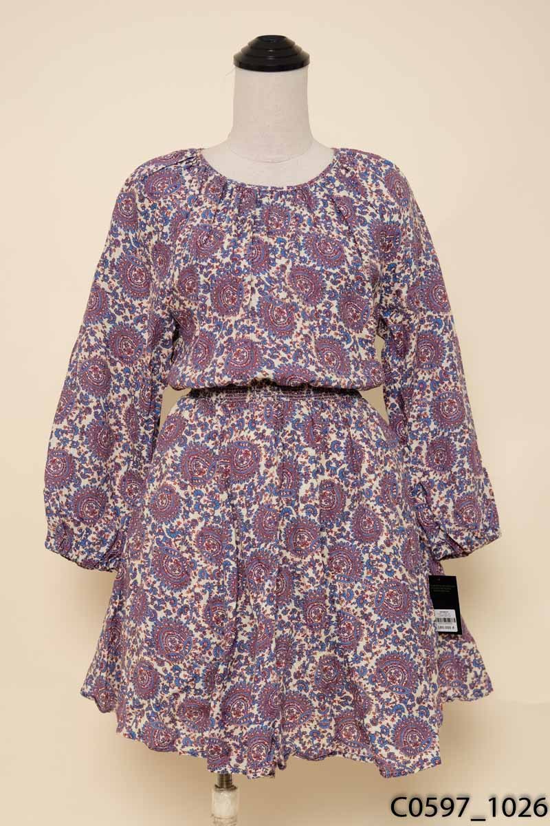 J.CREW-Đầm họa tiết xanh