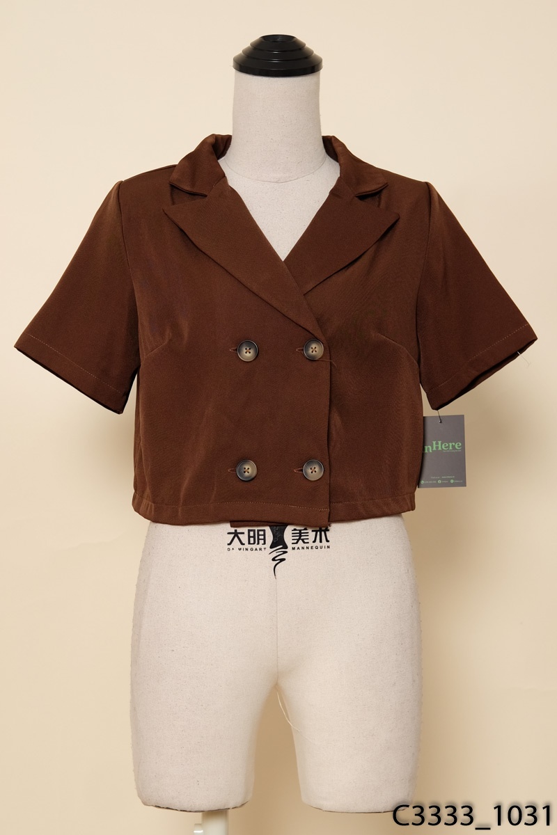 Áo nâu cổ vest