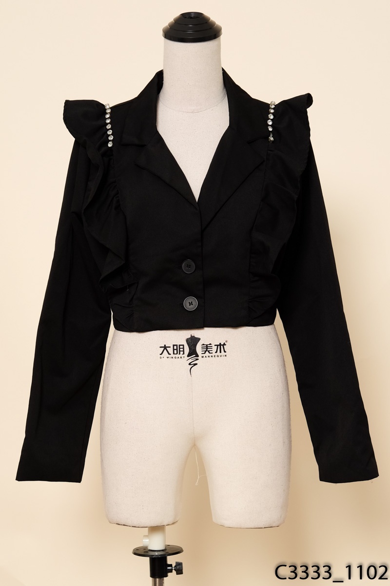 Áo khoác vest đen viền ngọc