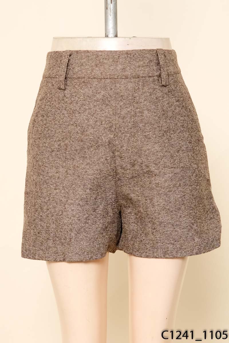 EGGKA-Quần shorts dạ nâu