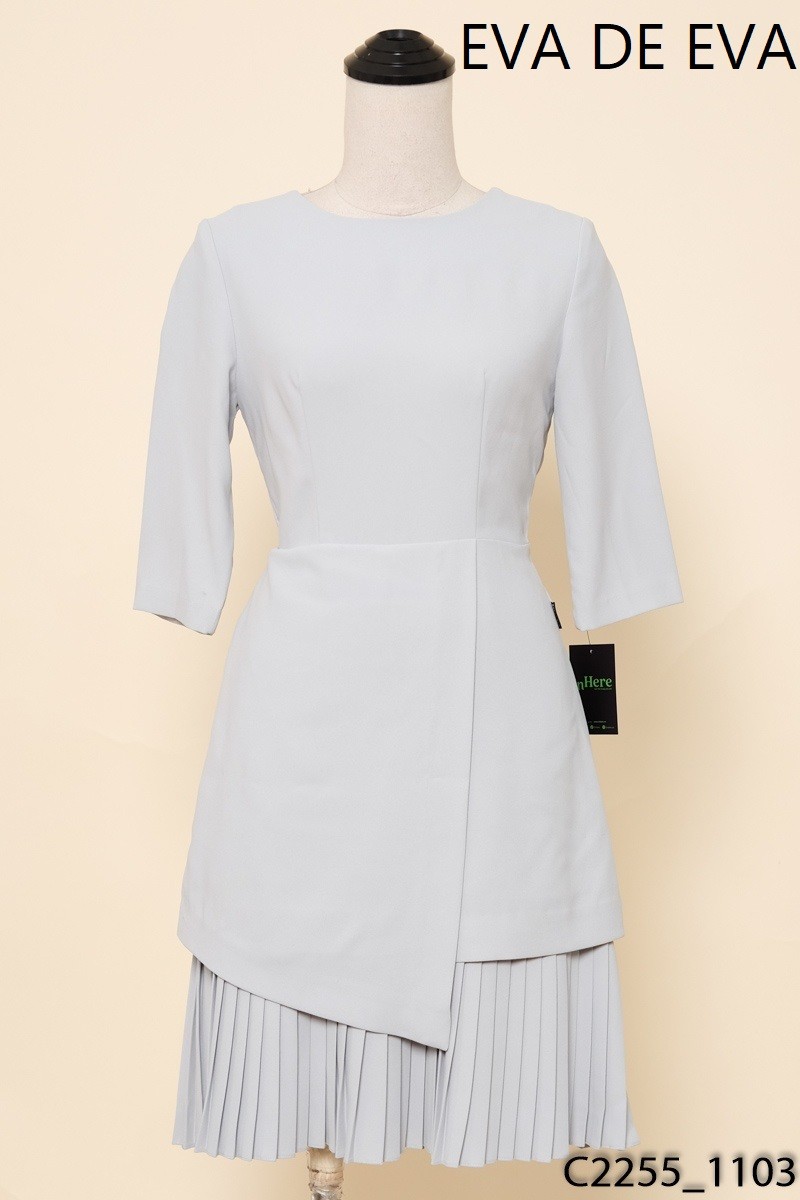 Đầm xanh xếp ly Eva De Eva