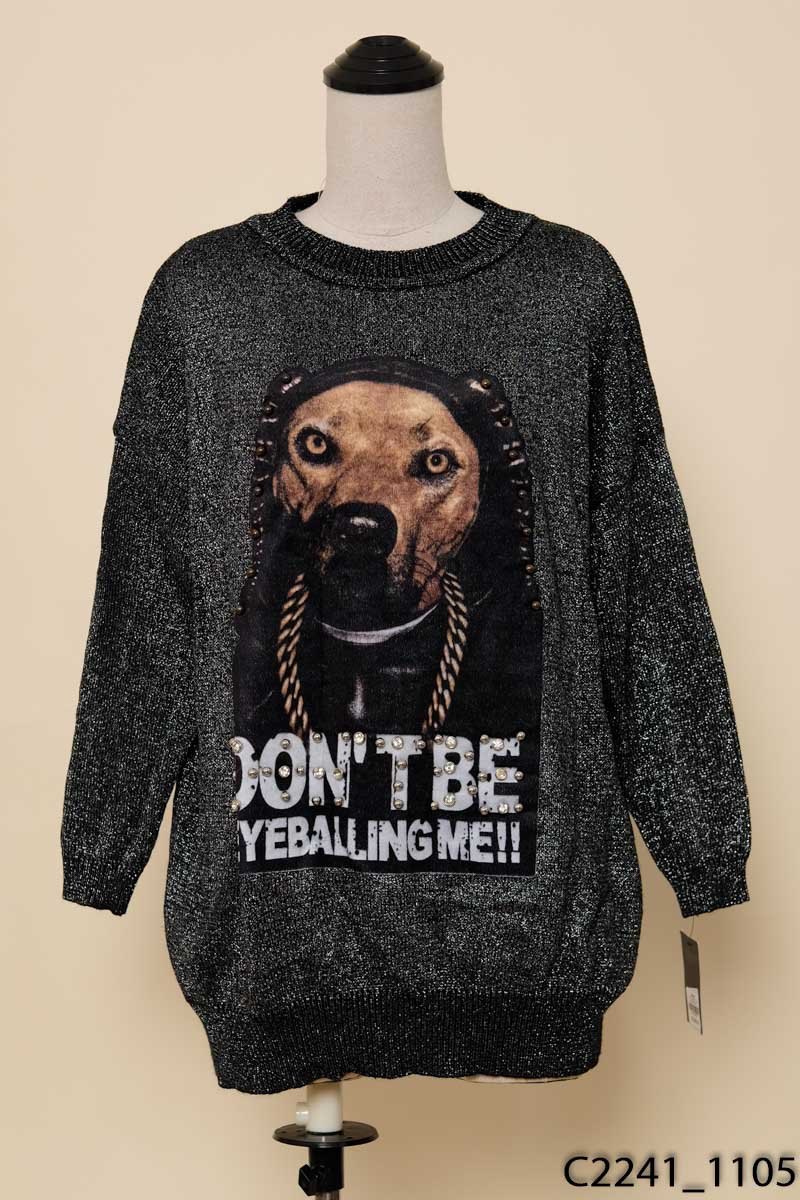 Áo sweater đen phối bạc