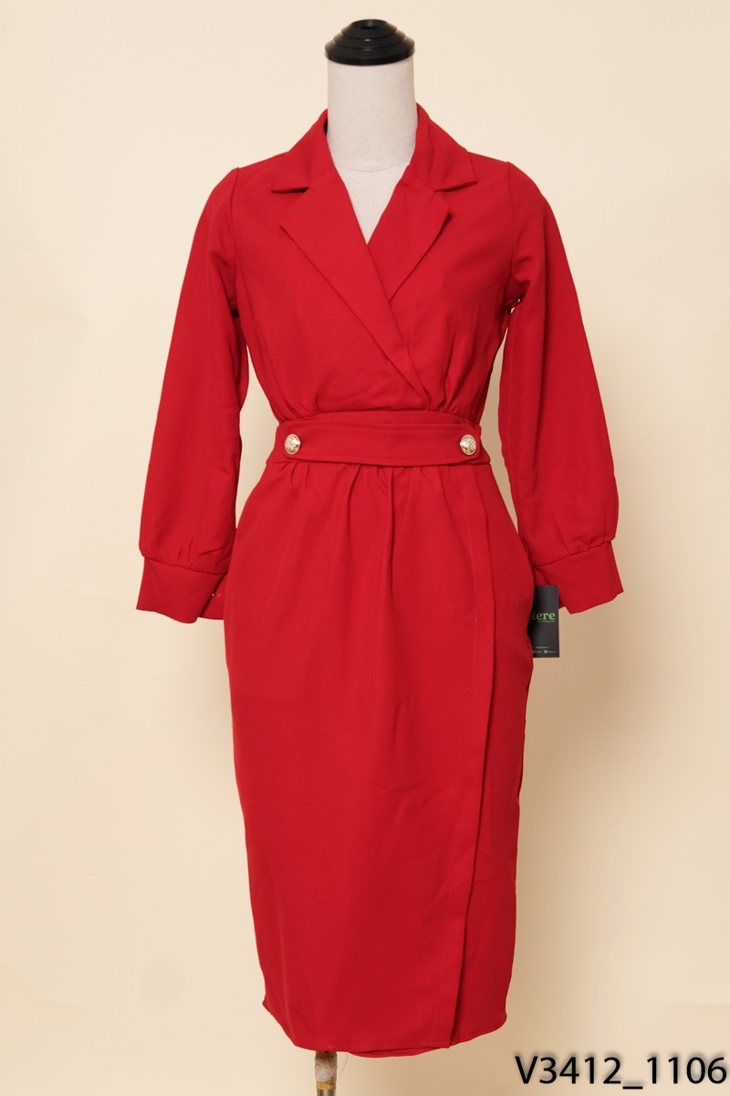 PHUONG PHAN DESIGN-Đầm đỏ cổ vest