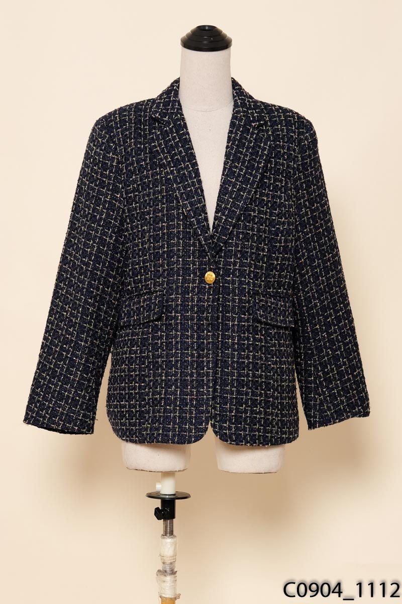 Áo blazer dạ xanh vàng