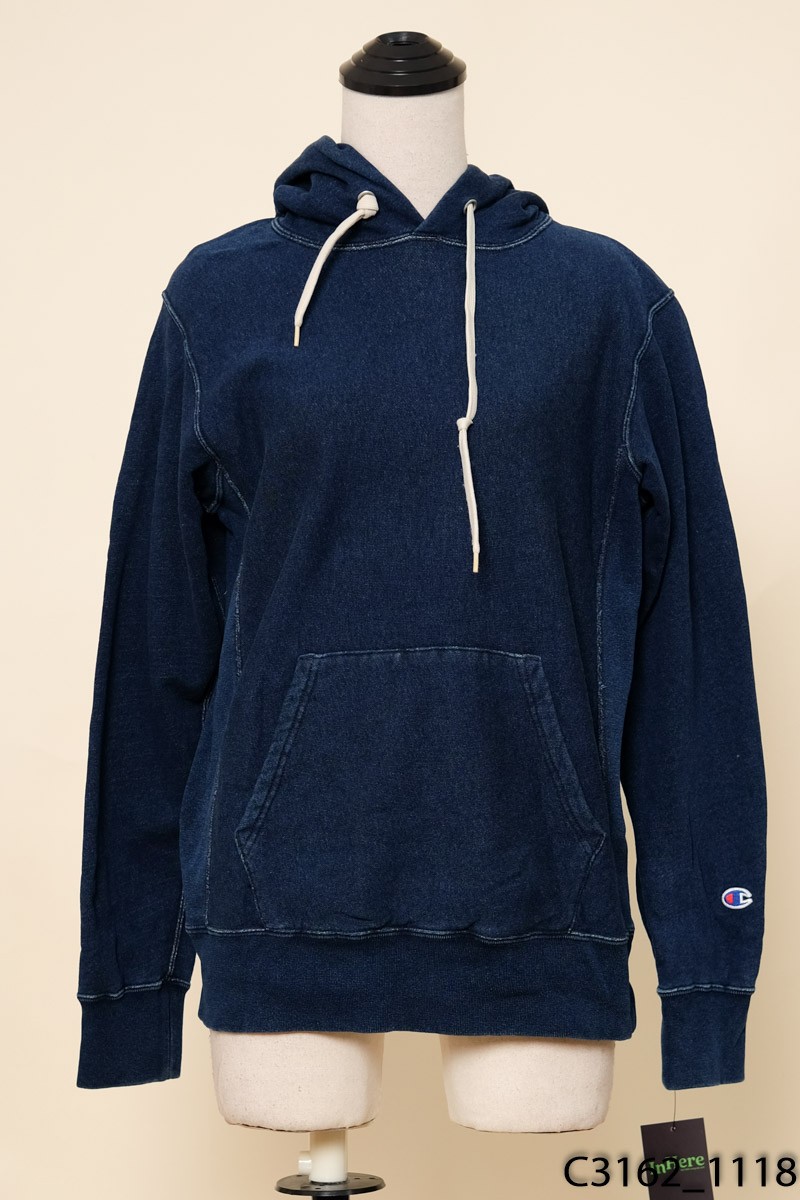 CHAMPION-Áo hoodie xanh than