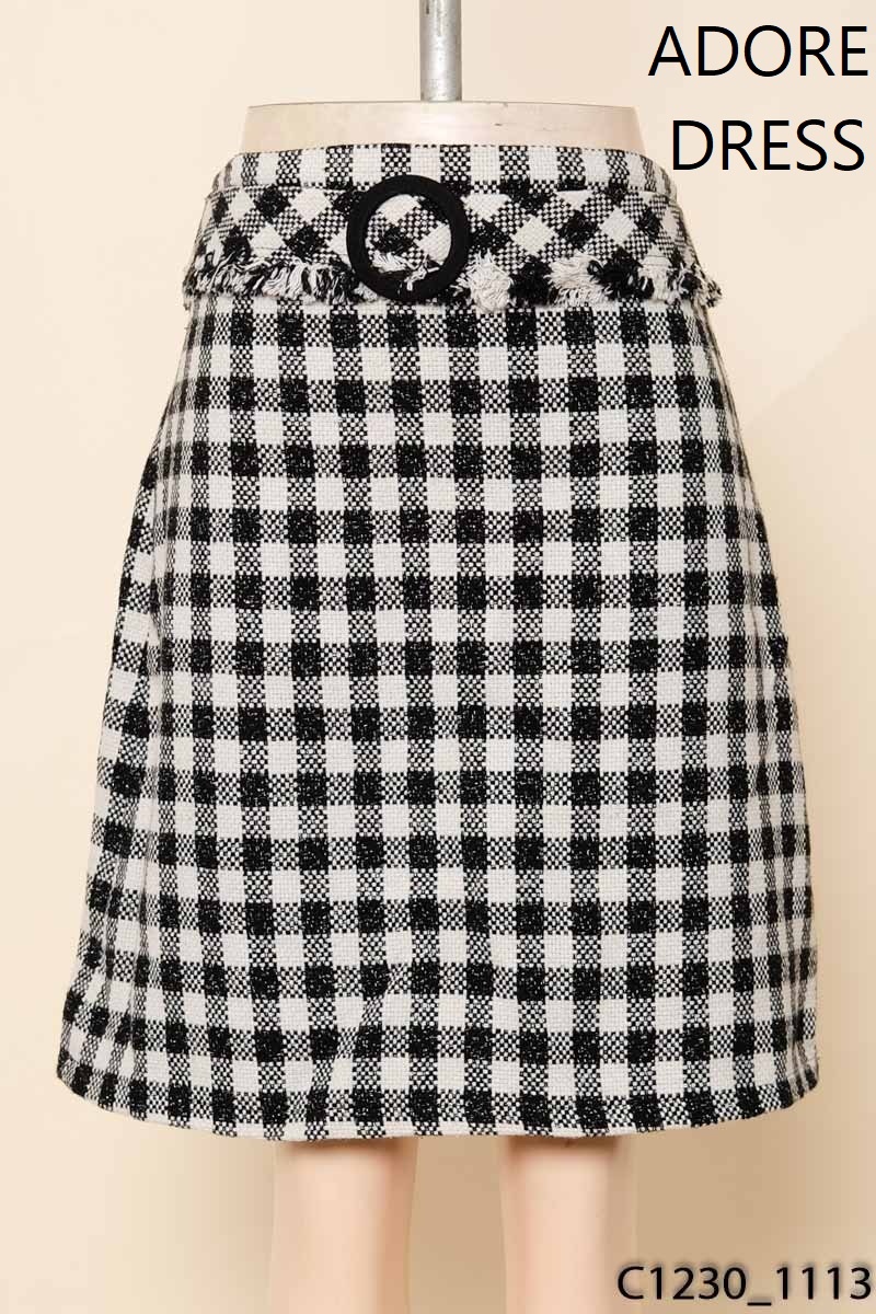 Chân váy dạ caro đen Adore Dress