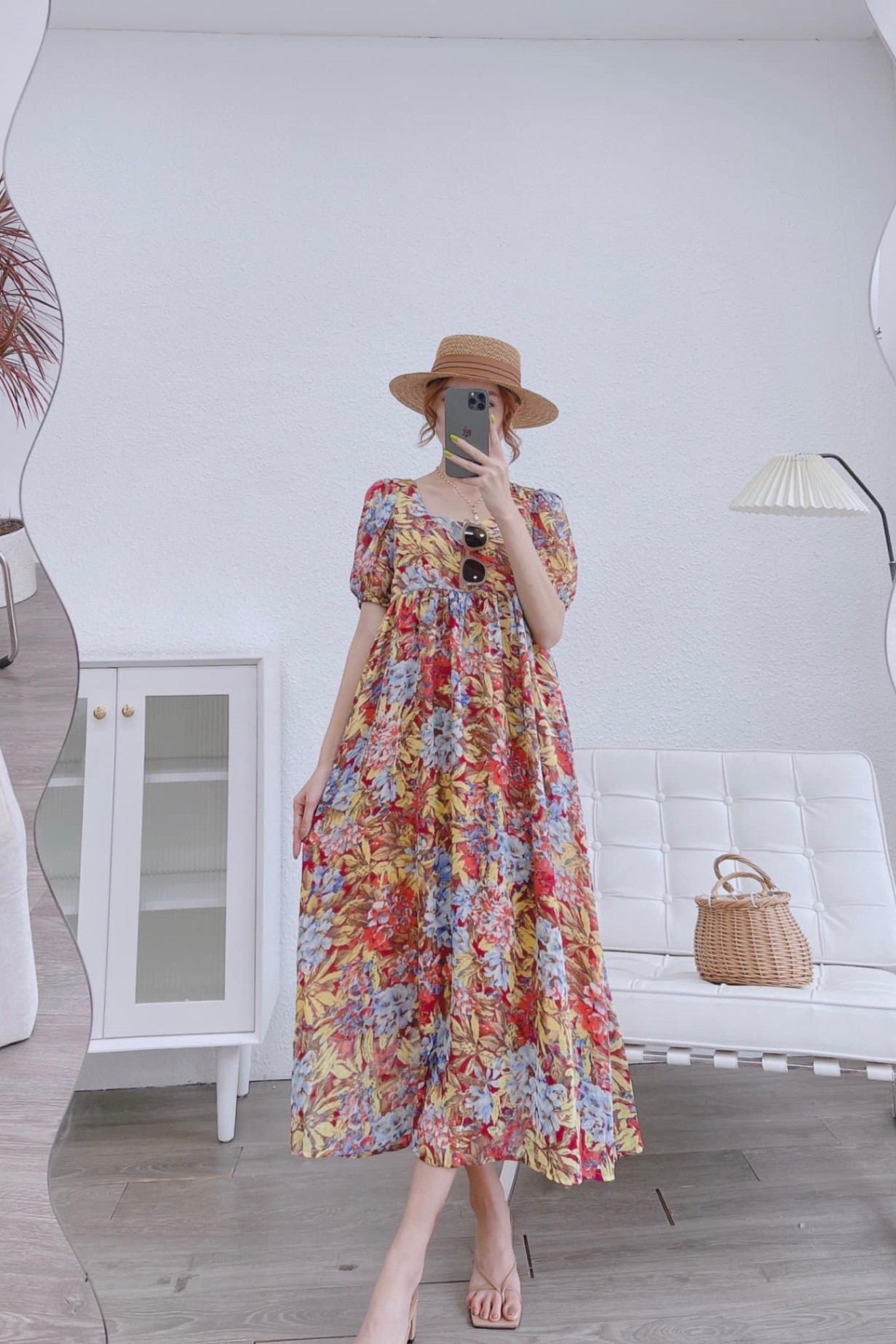 CUNNIE STORE-Đầm voan họa tiết