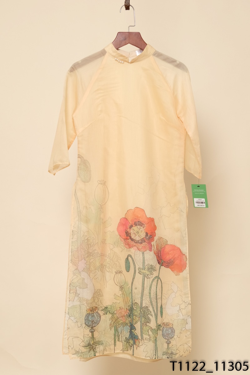 TAMI DESIGNED BY TT-Áo dài vàng hình hoa