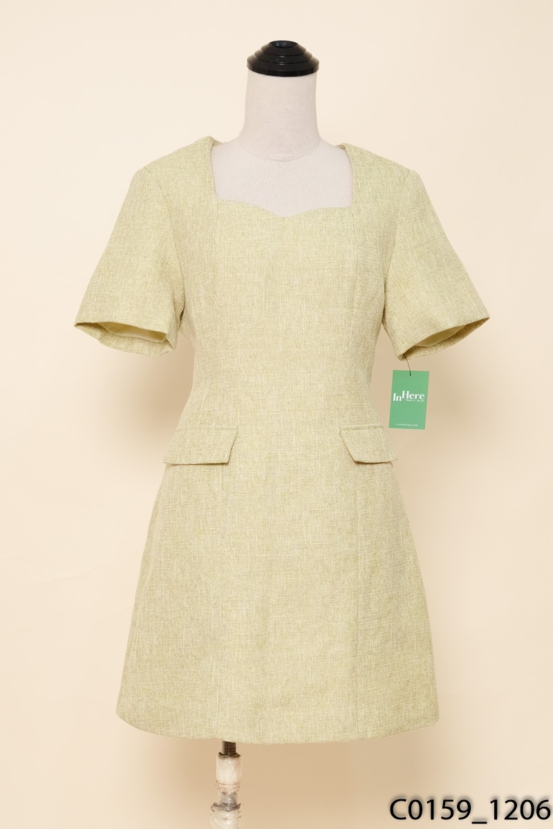 Đầm dạ xanh cốm New Tags