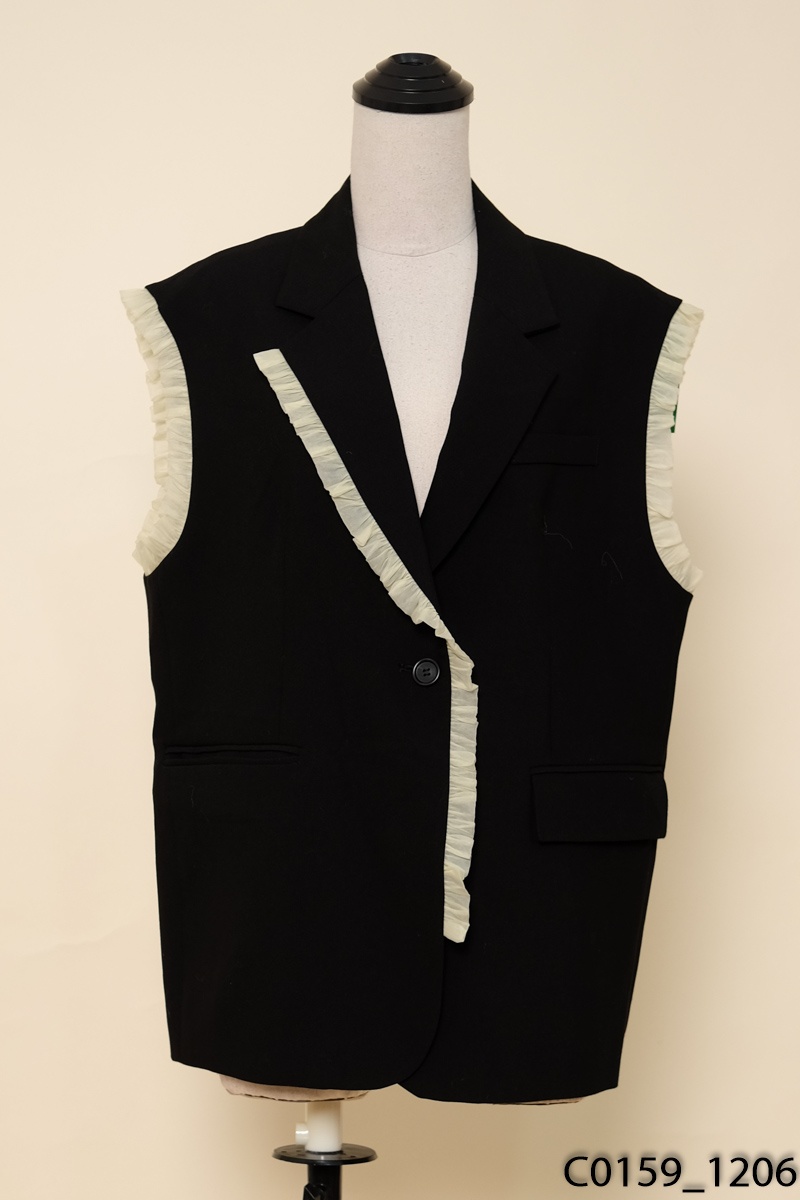 Áo gile vest đen phối voan