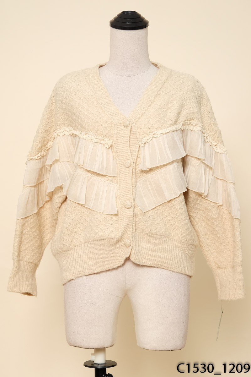 Áo cardigan len be phối voan