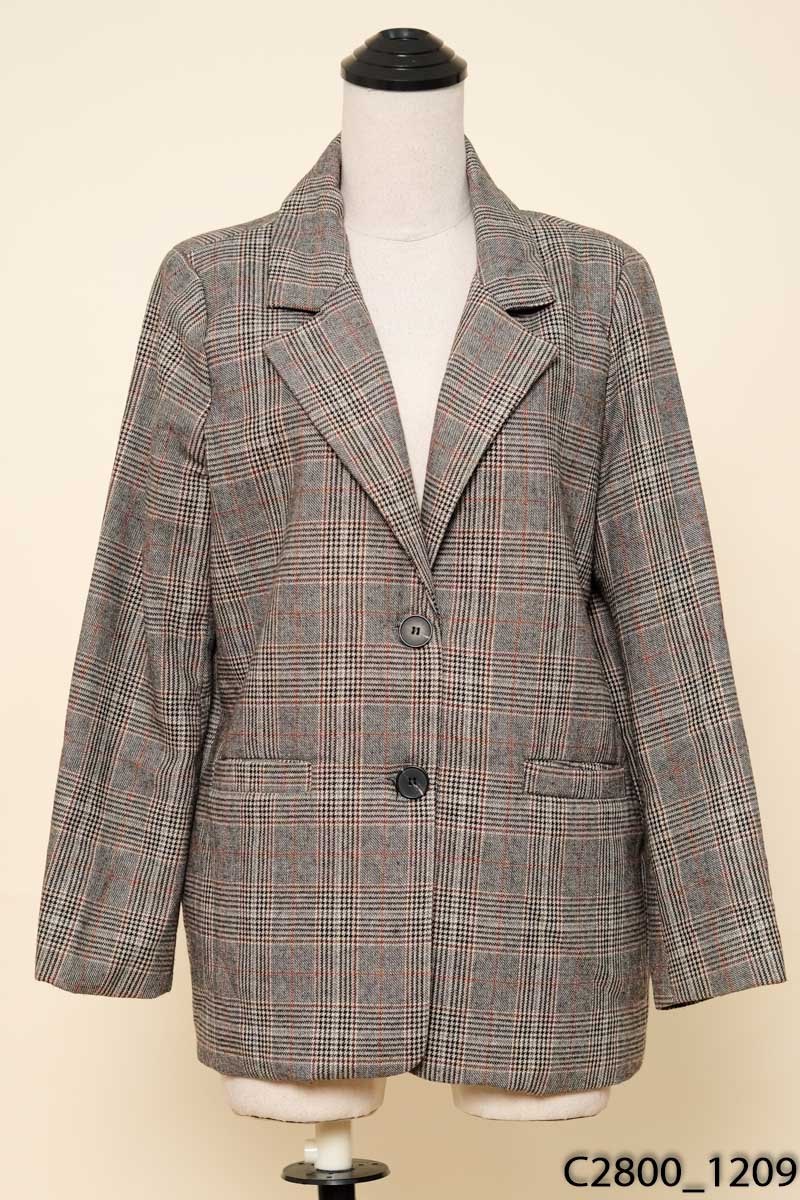 Áo blazer kẻ đen đỏ đậm