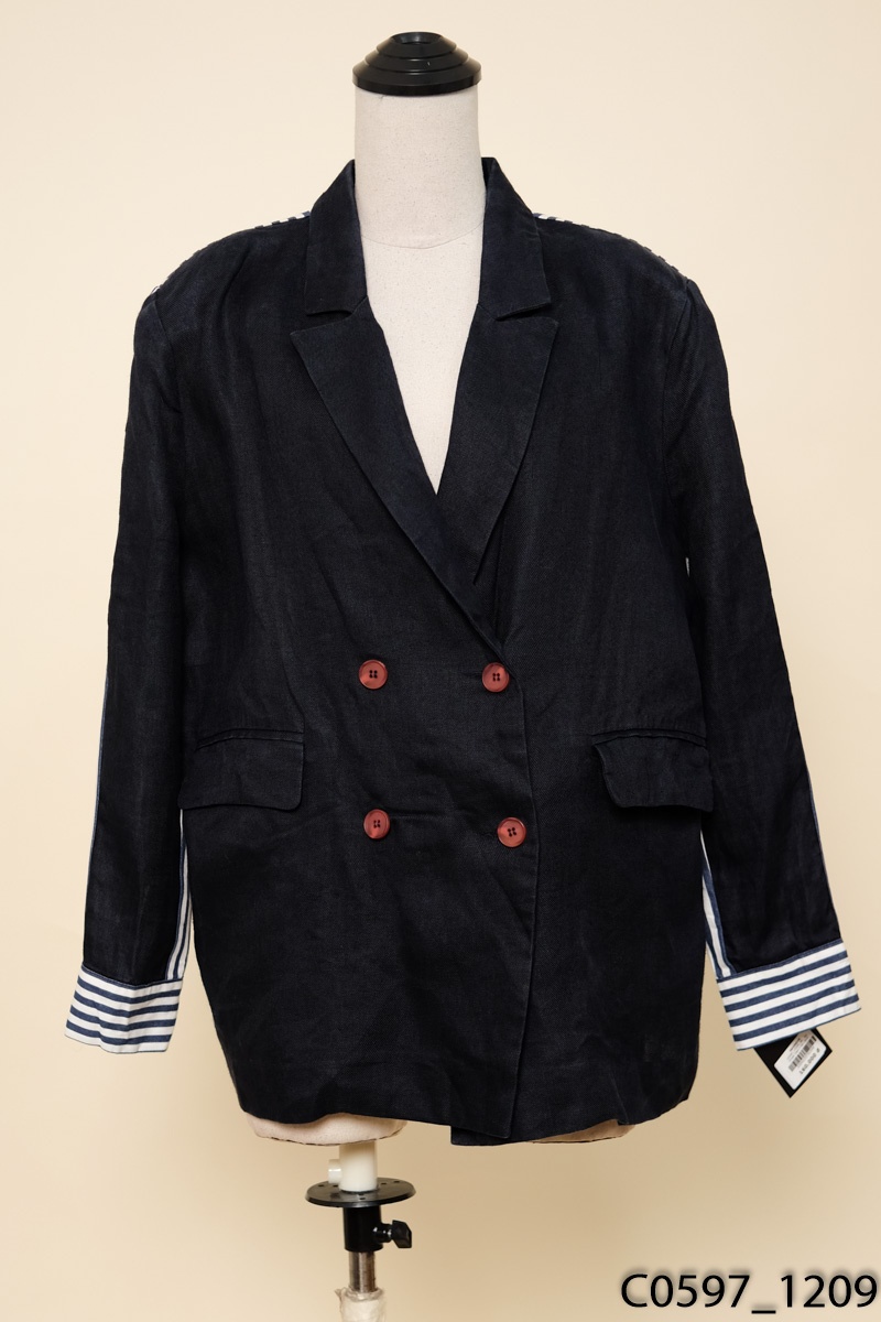 Áo khoác vest linen xanh than