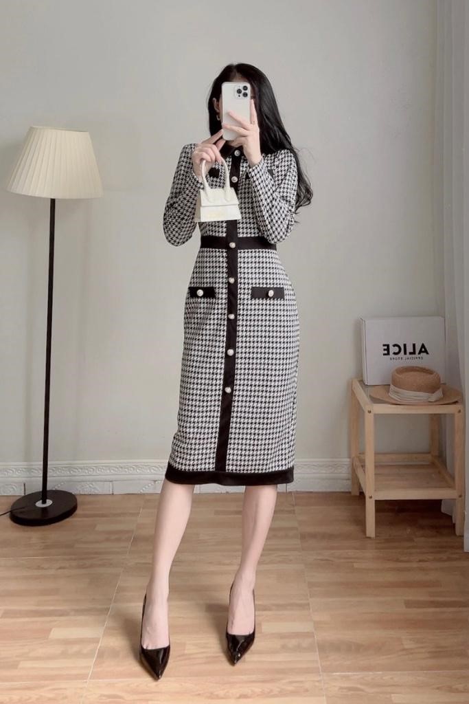 ALICE-Đầm đen kẻ trắng