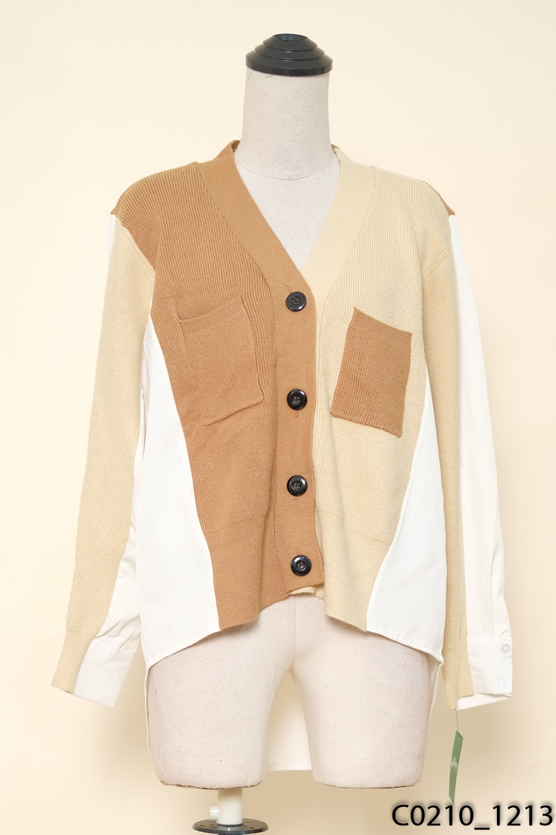 Áo cardigan len phối trắng
