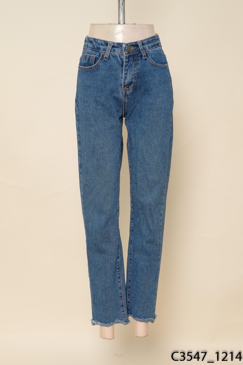 Quần jeans xanh ống đứng