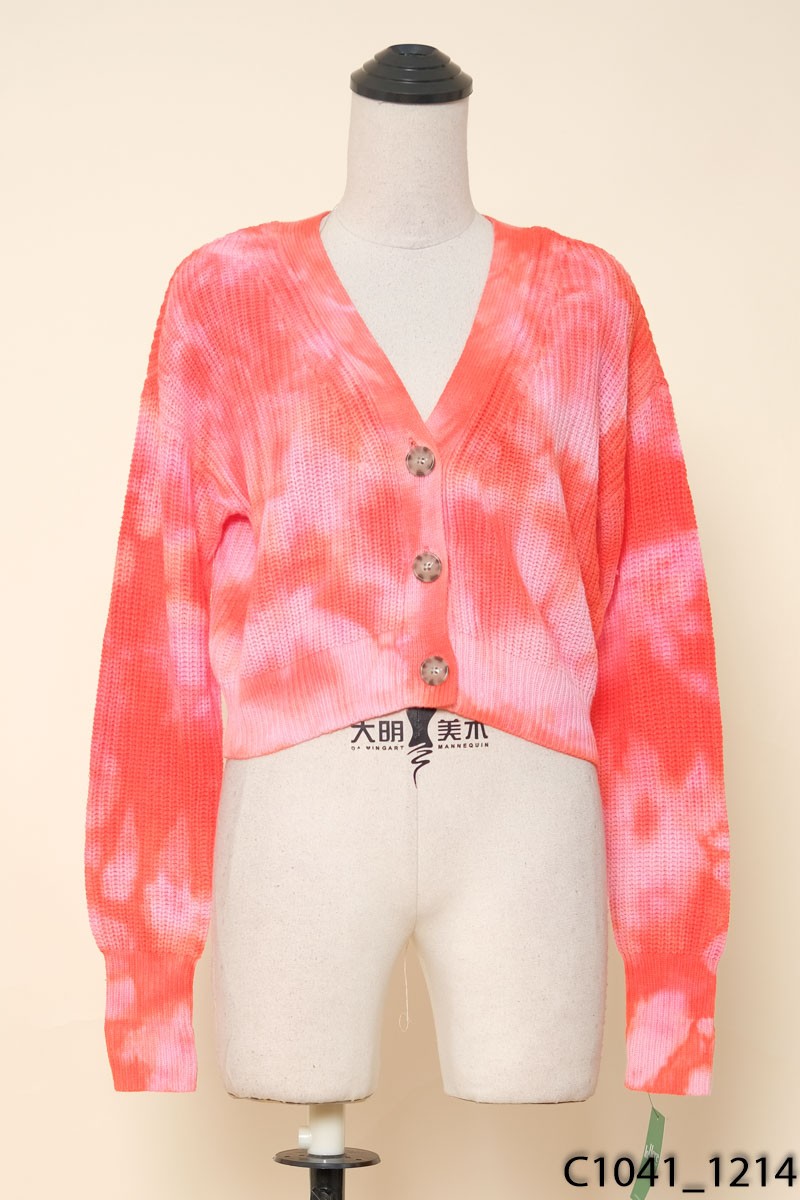 URBAN OUTFITTERS-Áo cardigan hồng loang