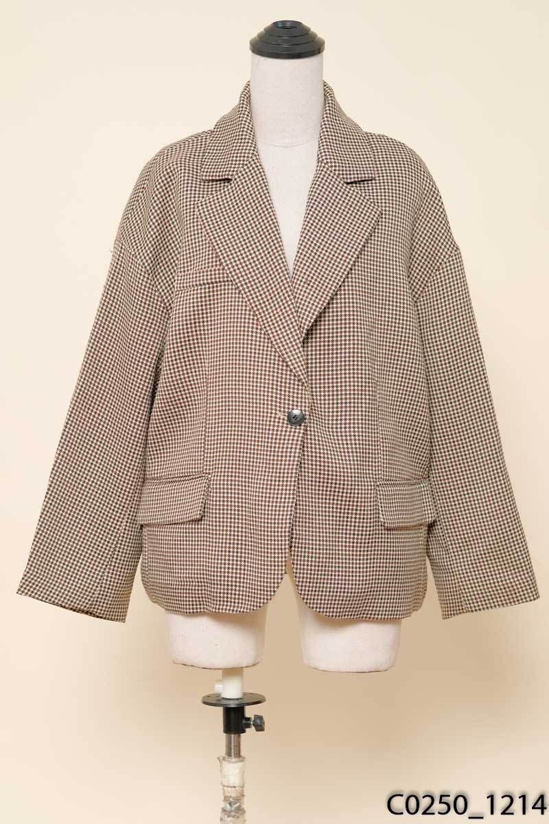 FFAN-Áo blazer kẻ nâu