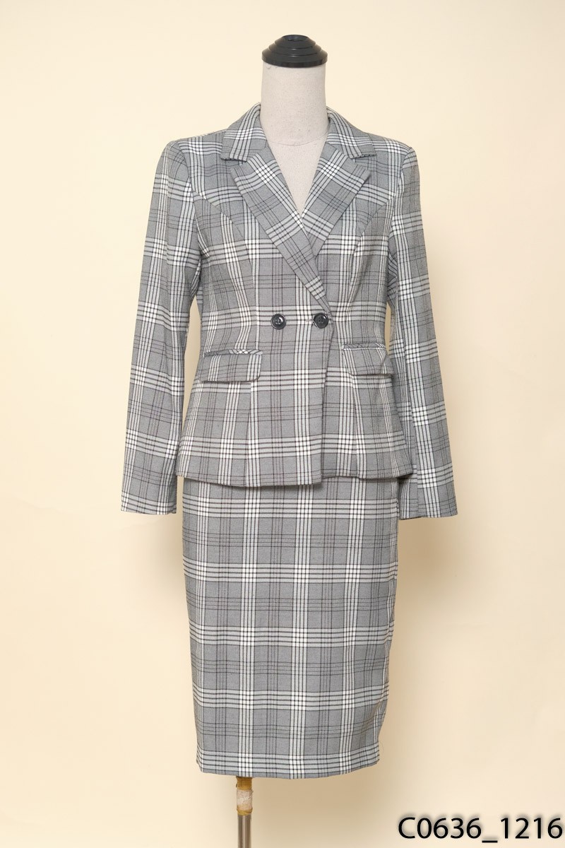 Set vest kẻ ghi