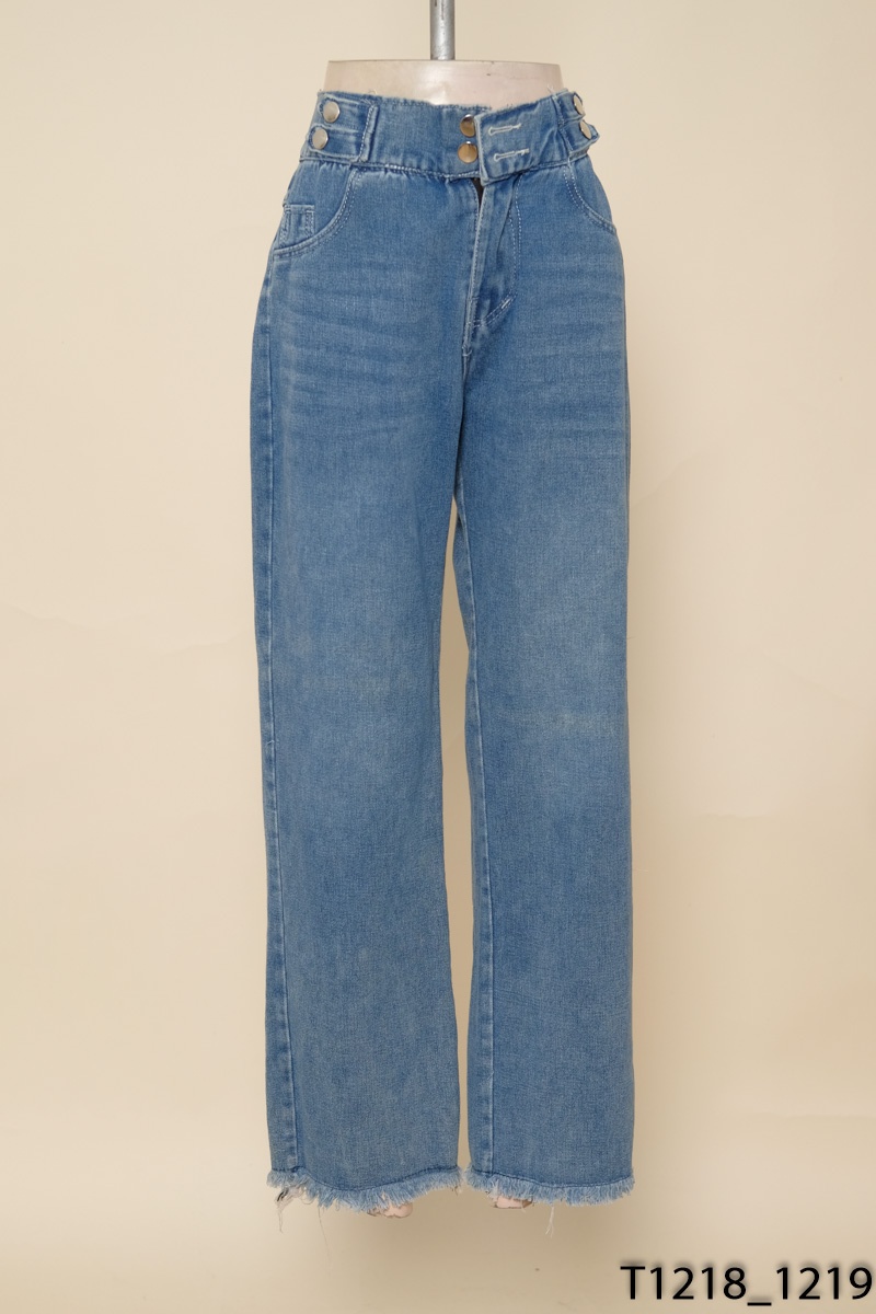 Quần jeans xanh ống suông