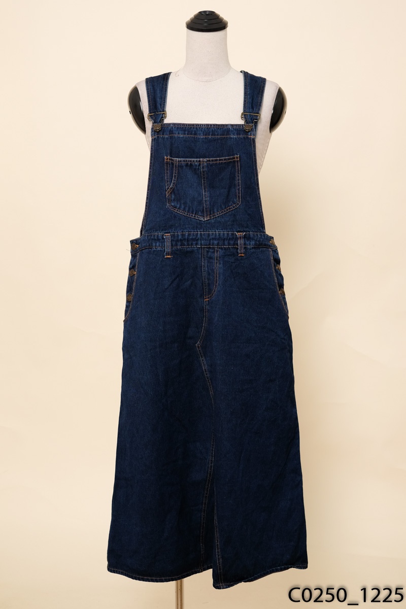 Yếm jeans xanh chỉ cam