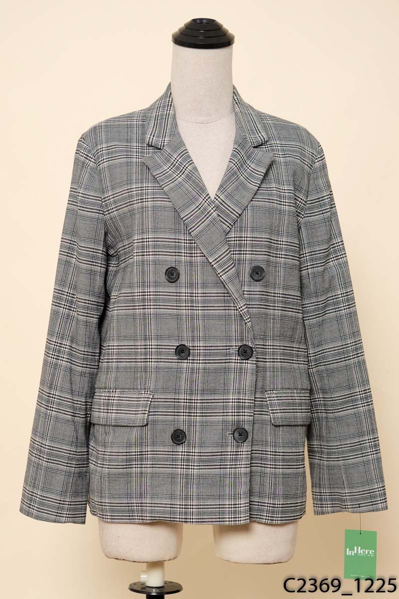 Áo blazer kẻ ghi