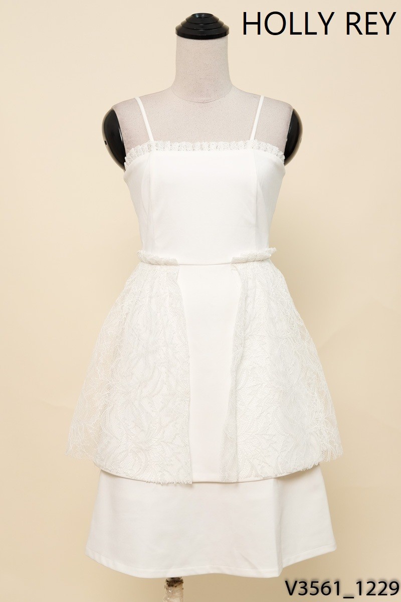 HOLLY-REY-Đầm 2 dây trắng be phối ren New Tags