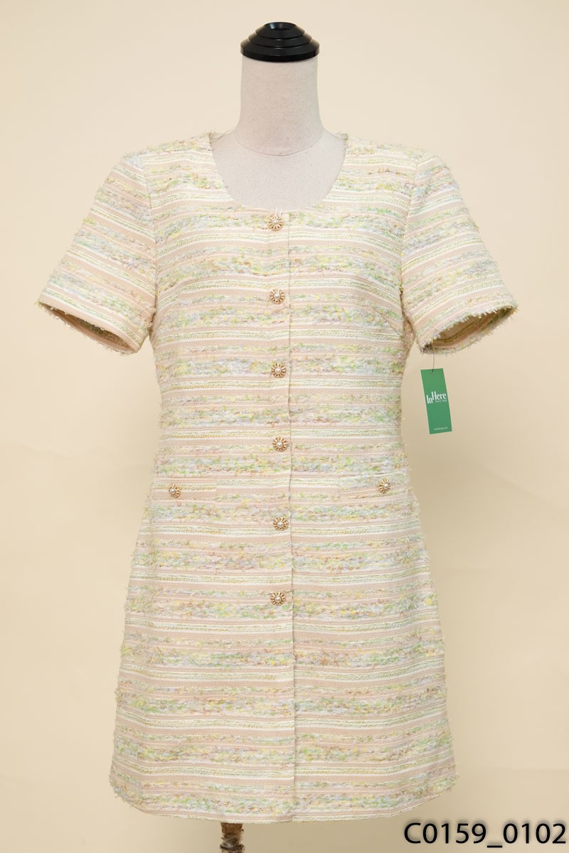 Đầm dạ nâu kẻ xanh New Tags