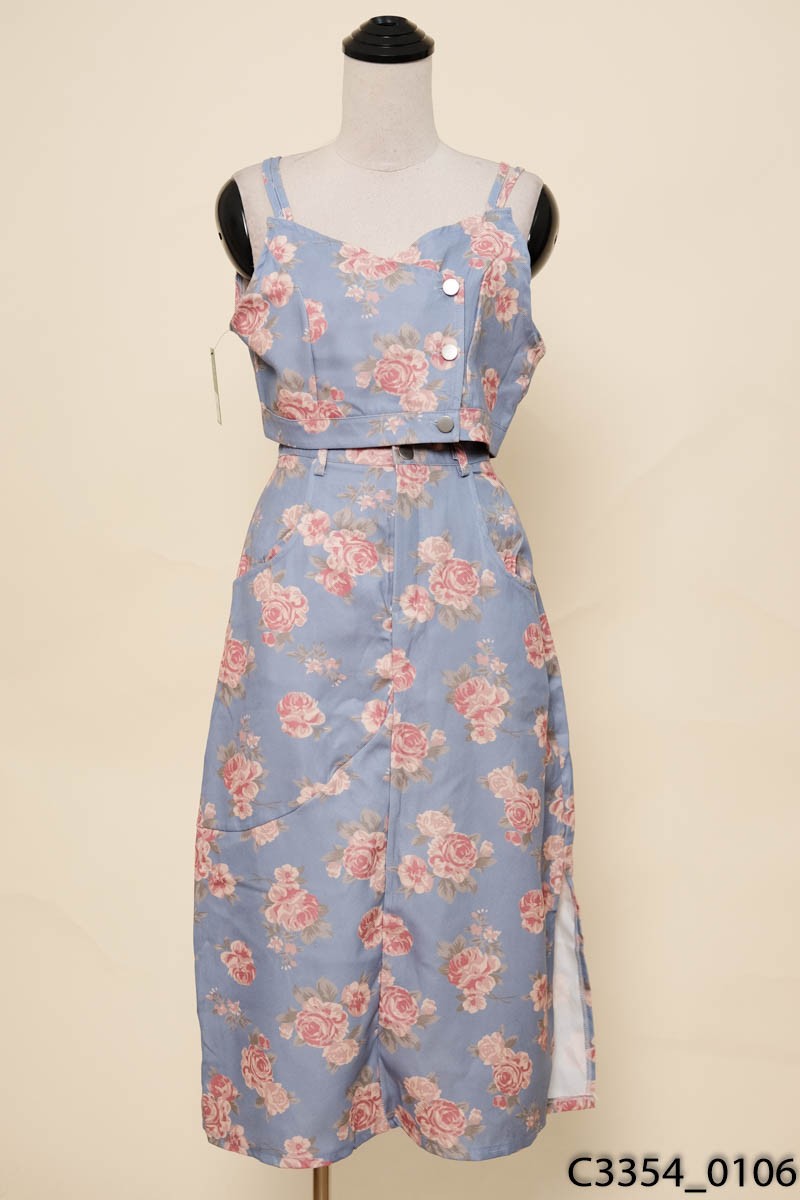 Set xanh họa tiết hoa