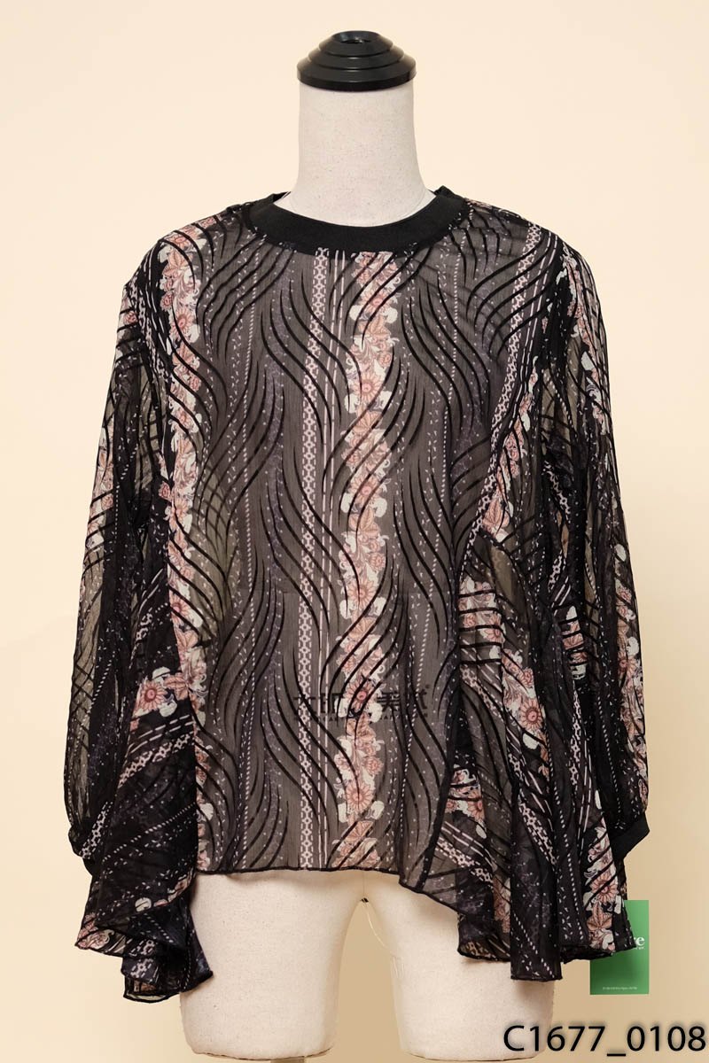 Áo babydoll đen họa tiết