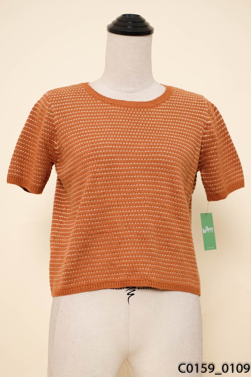 Áo mongtoghi len nâu kẻ trắng New Tags