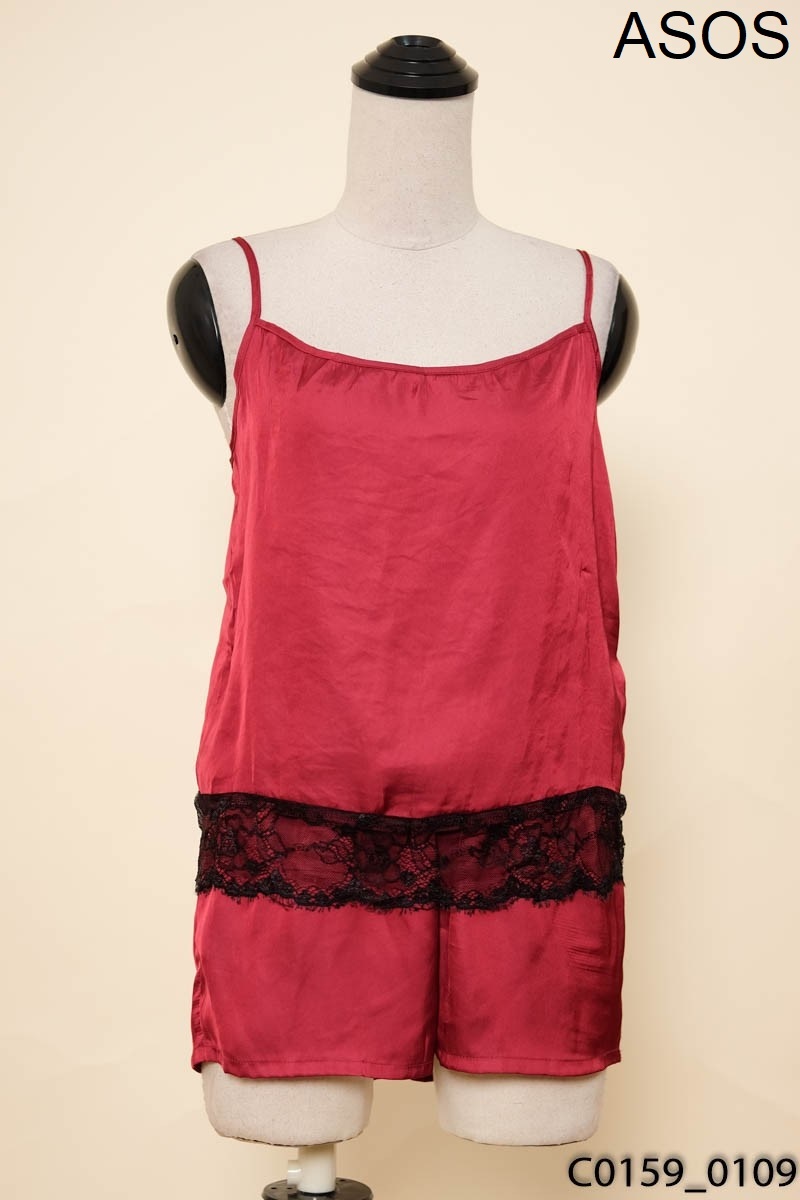 Set ngủ lụa đỏ Asos