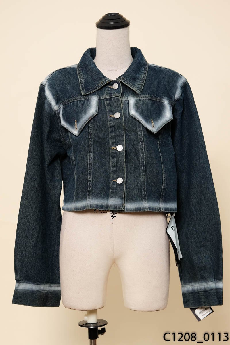 Áo khoác jeans xanh viền trắng New Tags