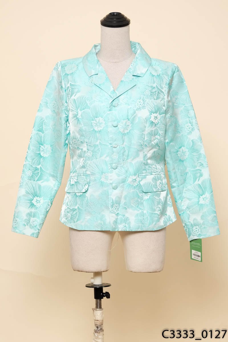 Áo khoác vest xanh cúc bọc