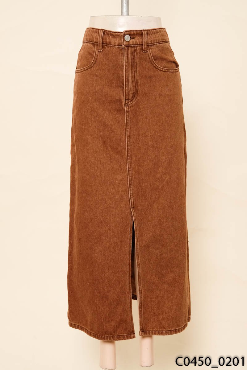 Chân váy jeans nâu