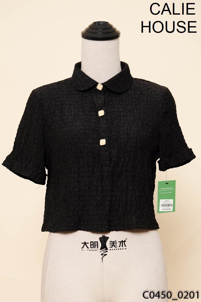 Áo đen cổ sơ mi calie house