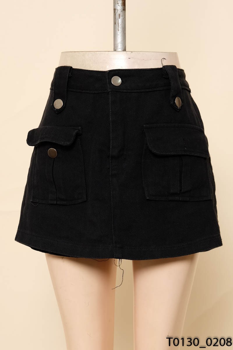 Quần shorts jeans đen giả váy