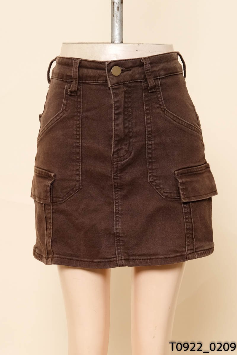 Chân váy jeans nâu