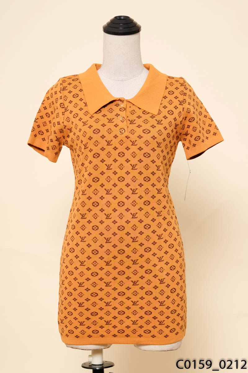 Đầm len cam phối nâu