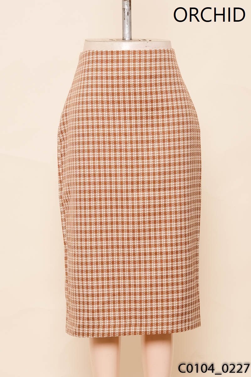 Chân váy dạ caro cam Orchid