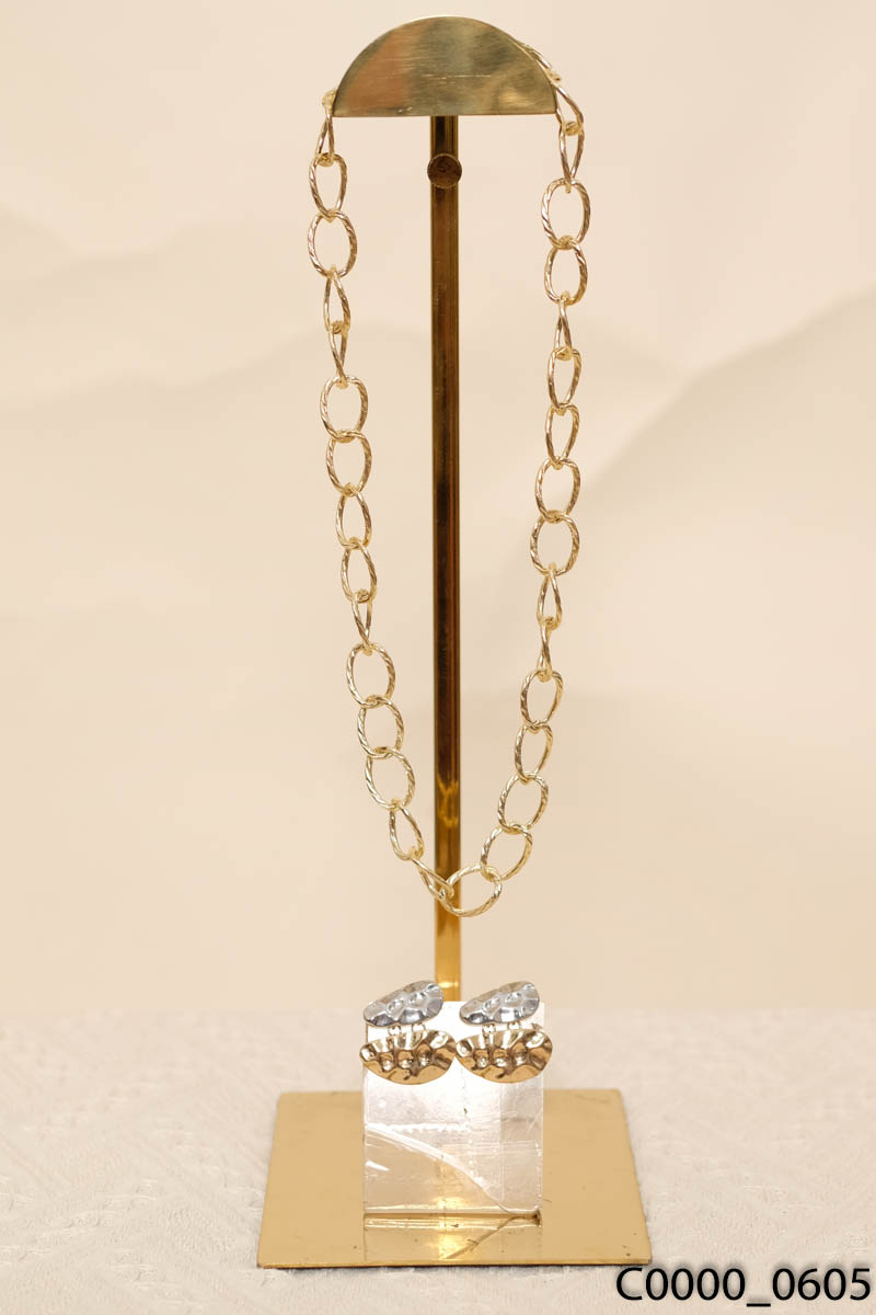 Set vòng cổ dạng xích vàng + đôi khuyên tai/NEW