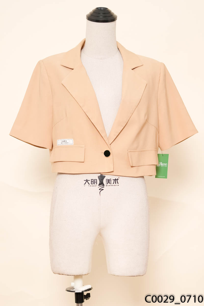 Áo khoác vest nâu cam dáng ngắn
