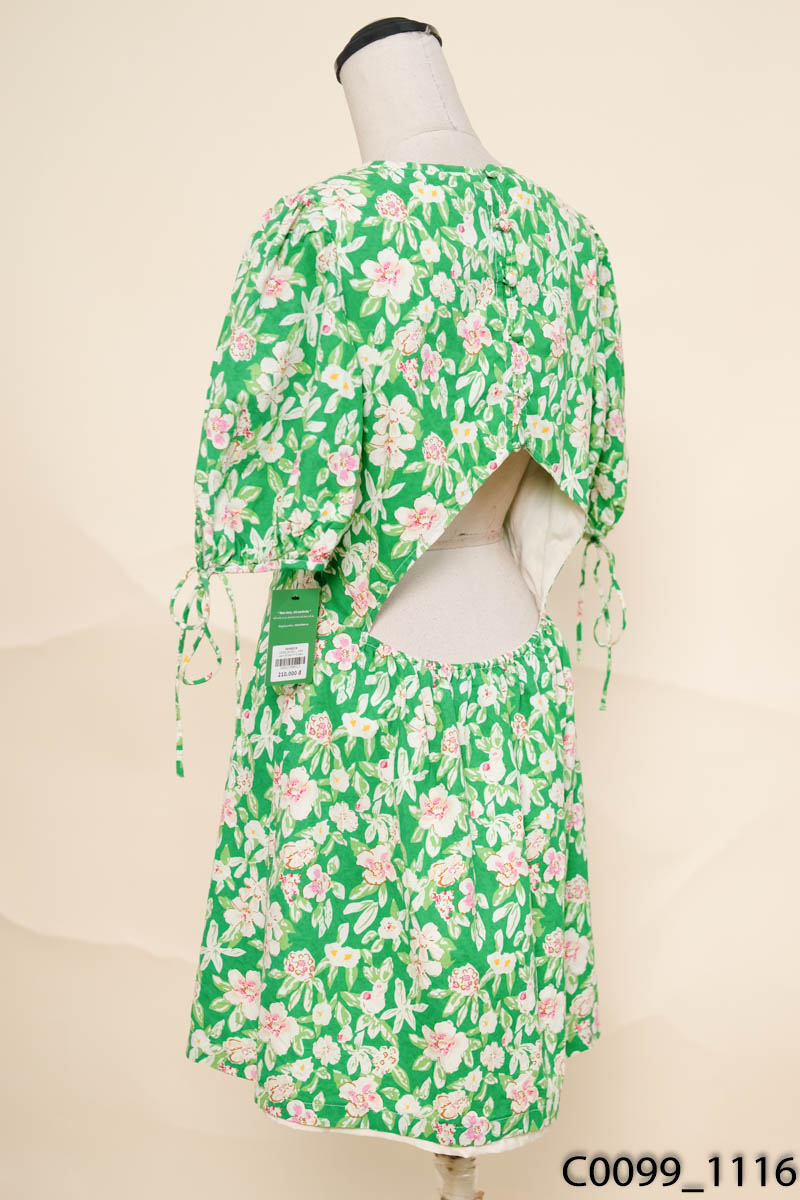 Đầm xanh lá hoa nhí d.wear