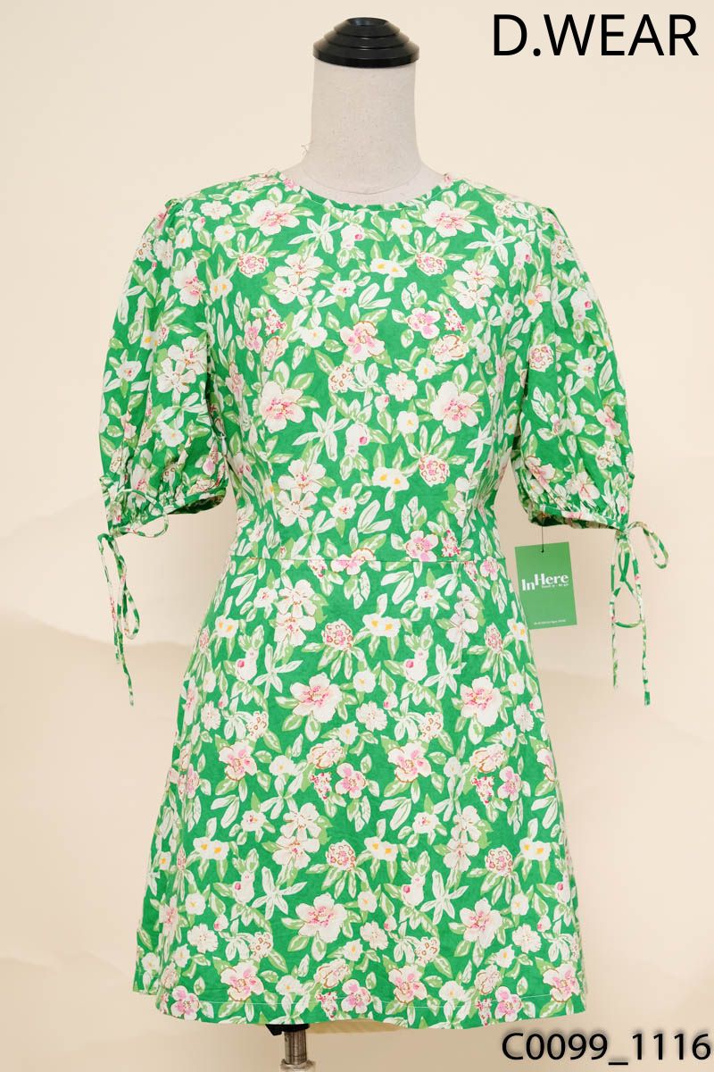 Đầm xanh lá hoa nhí d.wear